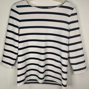 Ann Taylor black & white striped 3/4 shirt